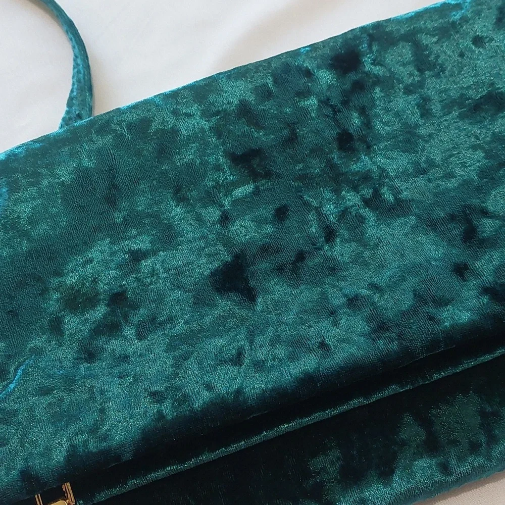 Teal Velvet Clutch Bag.Very Good Condition.